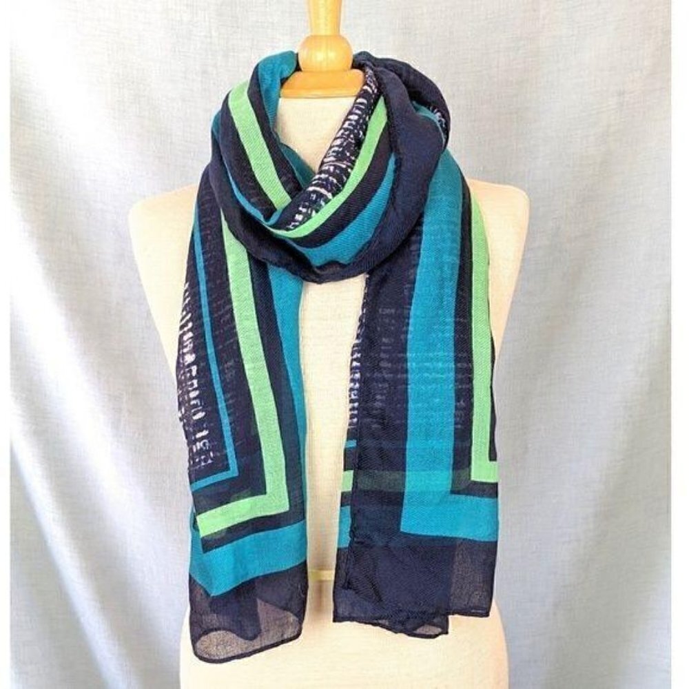 Apt. 9 Color-block‎ Blue/Green Scarf Women's Modern Soft Lightweight